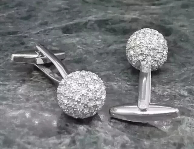 Men's Cufflinks 2.00Ct Round Cut Lab Created Diamond 14K White Gold Plated