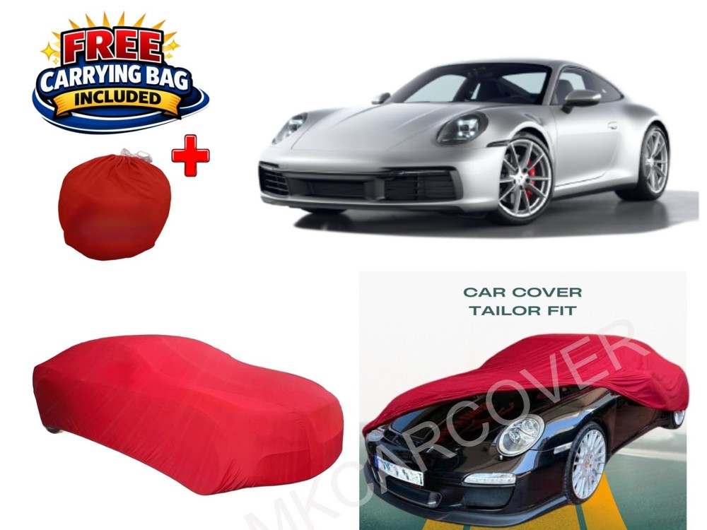Premium Red Indoor Car Cover Compatible with Porsche 911 Custom Stretch Fabric