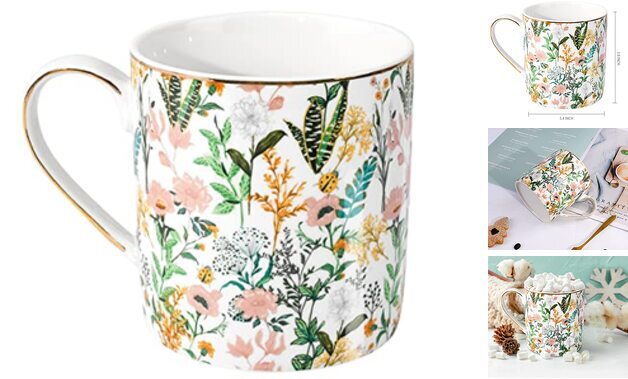 Ceramic Mug for Women Mom, Cute Coffee Water Mug Cup for Mother's Cute Flower