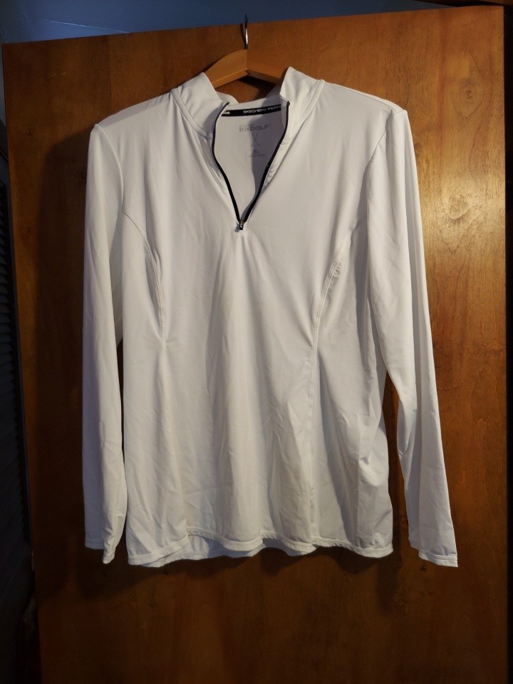 Skechers GO GOLF Women’s Performance White Long Sleeve Shirt Zip Front Size XL