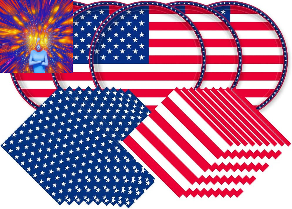 American Flag Patriotic Party Supplies Disposable Napkins and Paper Plates for V