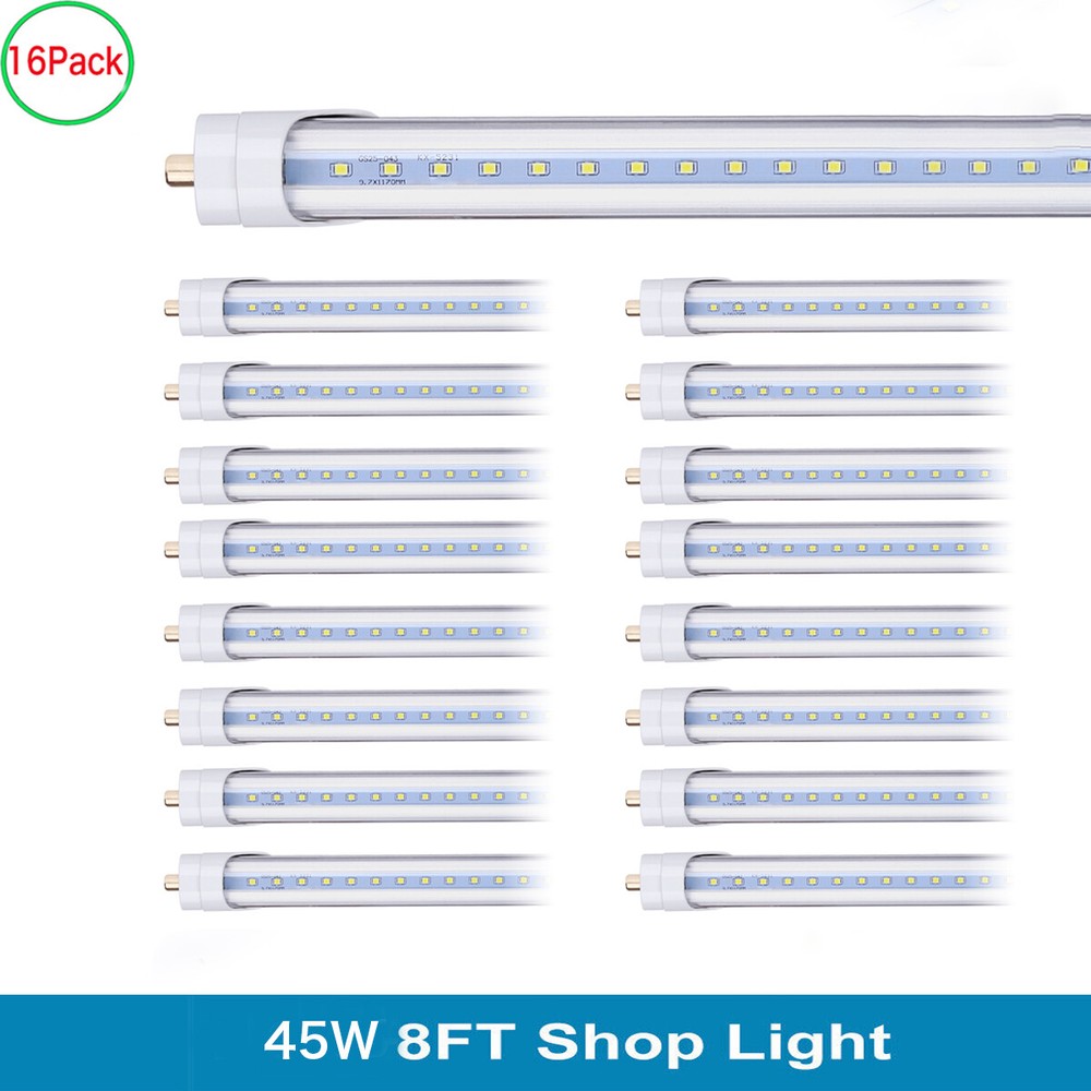 16Pack 8FT 45W LED Shop Light T8 T12 Single Pin Tube Bulbs