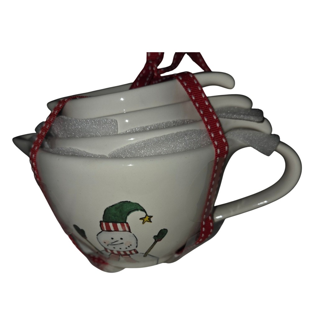 NEW Rae Dunn Christmas Snowman Nesting Measuring Cups Set Holiday Decor