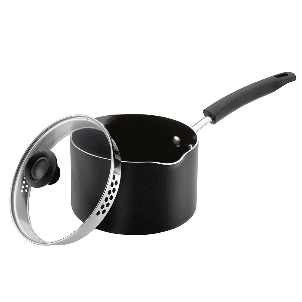 Easy Clean 3 Quart Nonstick Straining Sauce Pan with Pouring Spout and Lid
