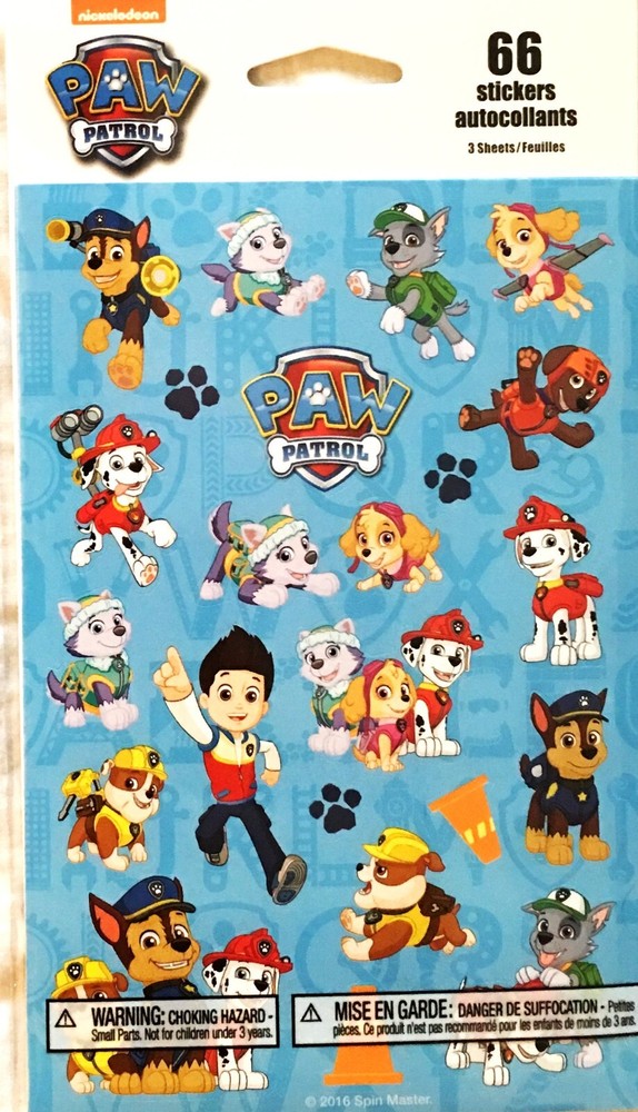 Paw Patrol Stickers New Sealed Free Shipping sale 3 sheets
