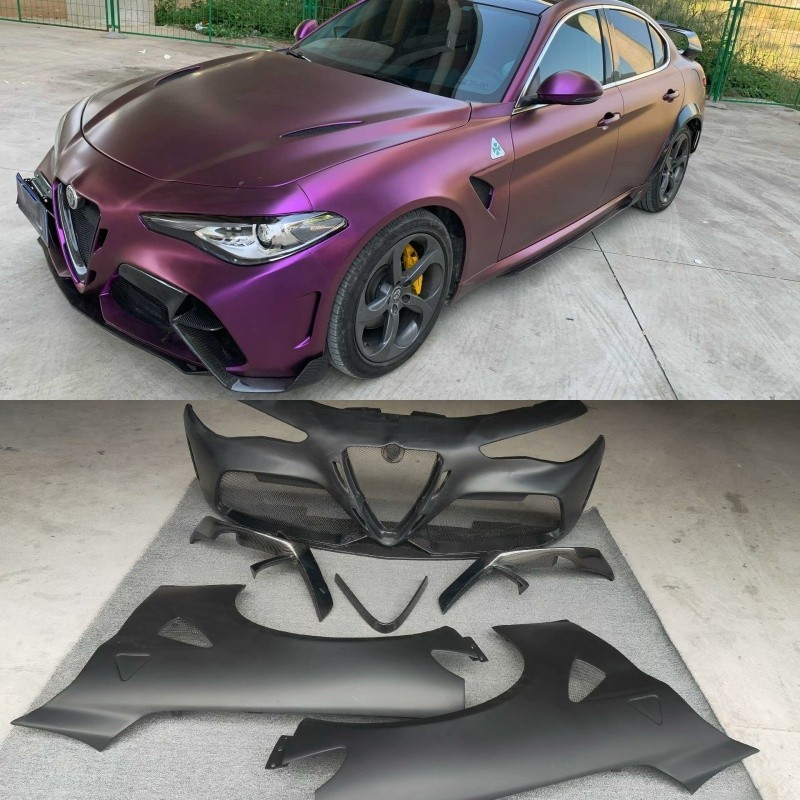 HALF CARBON FIBER FRONT BUMPER DIFFUSER FENDER FOR ALFA ROMEO GIULIA G STYLE