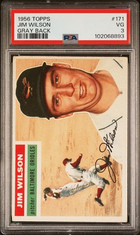 1956 Topps Jim Wilson #171 PSA 3 Graded Baseball Card GB