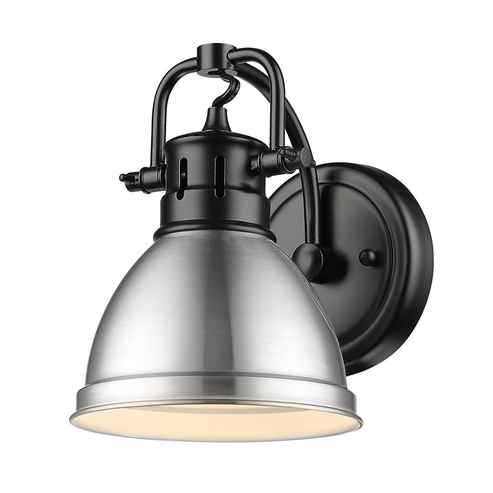 Matte Black and Pewter Duncan 9-Inch Bathroom Sconce by Golden Lighting  