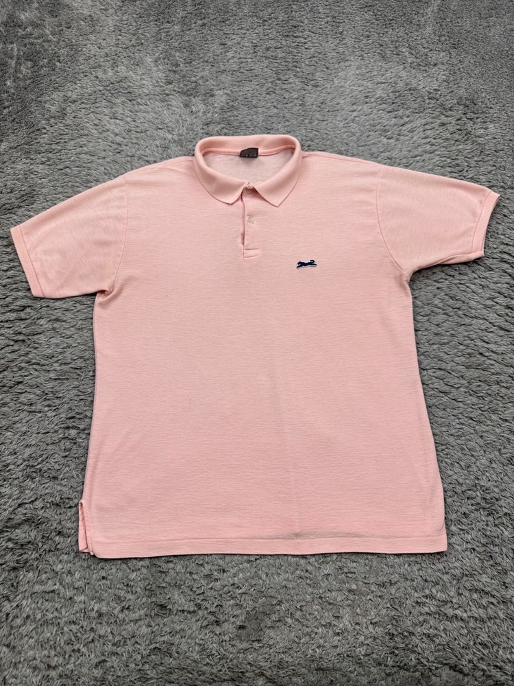 Vtg Le Tigre Shirt Men Large Salmon Pink Short Sleeve Golf Polo Made In USA 90s