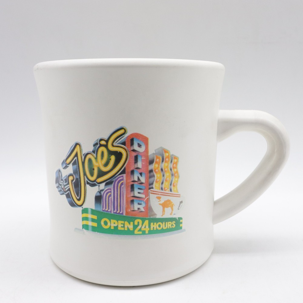 Vintage Joe Camel Joe’s Diner Coffee Cup Mug Open 24 Hours White