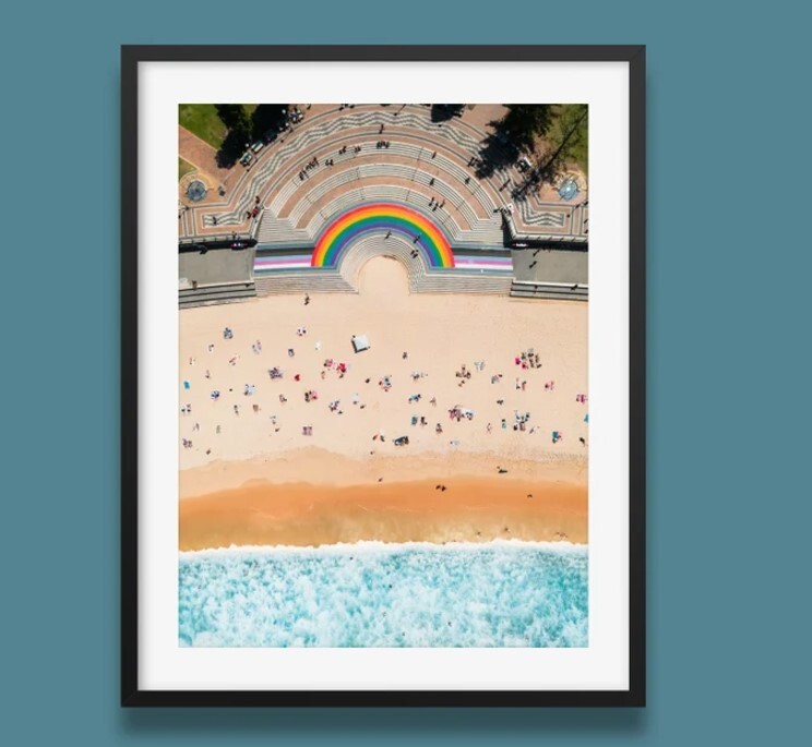 Sydney Coogee Beach Wall Art, Aerial Photography Ocean Art