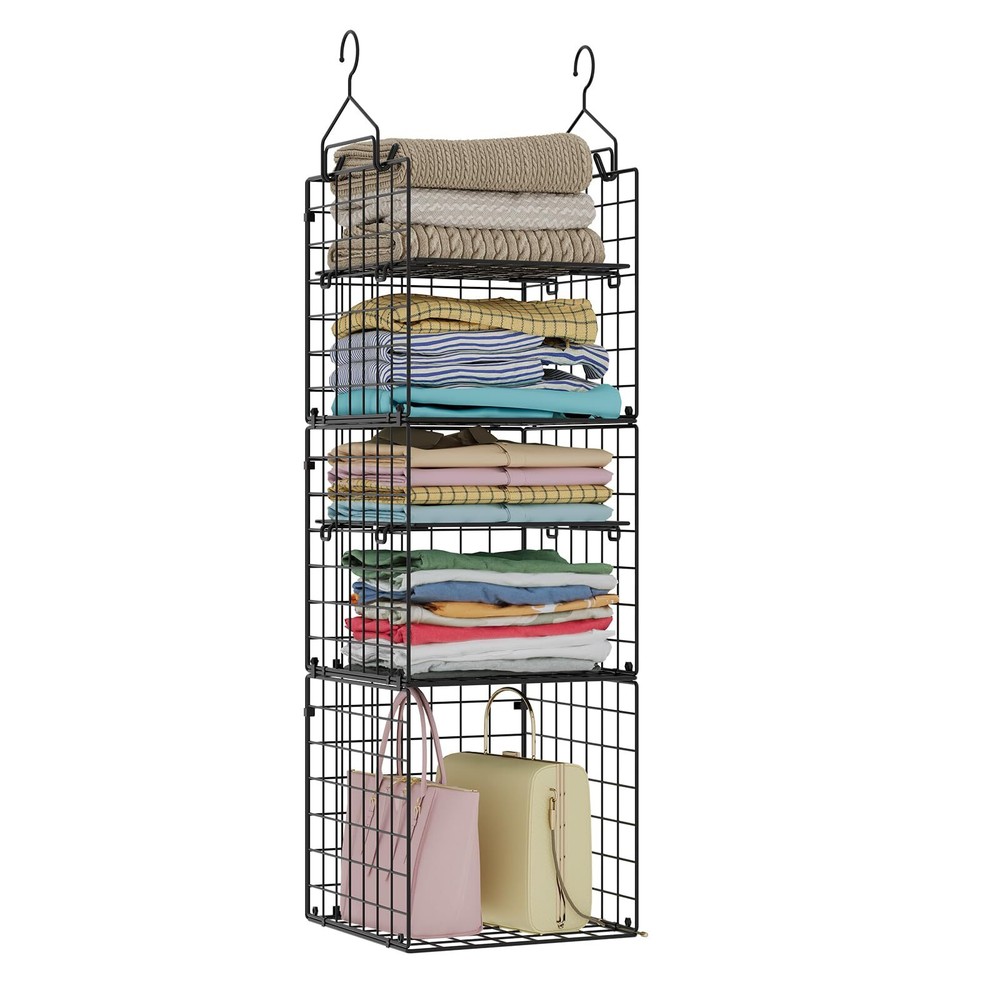 Hanging Closet Organizer and Storage - 5-Tier Closet Storage Organizer Basket...