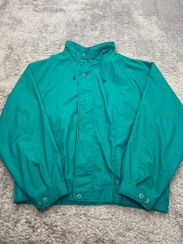 Stay stylish in this vintage 90s London Fog oversized 2XL long teal green Herrington lightweight windbreaker jacket perfect for a retro boxy fit