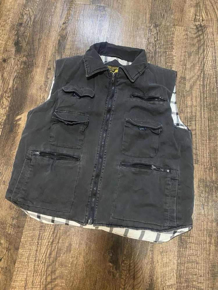 Branded Lion Black Utility Vest Men's M Full Zip Zipped Pockets Outdoor