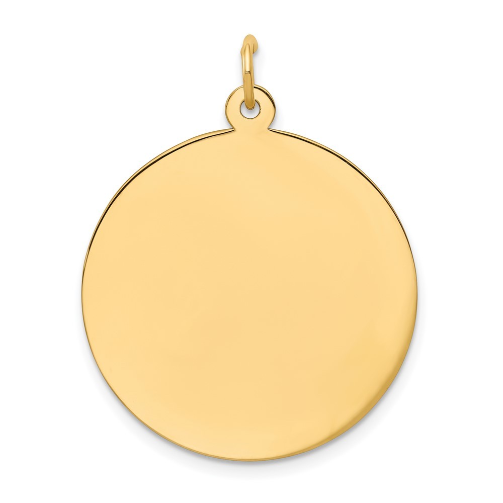 14K Yellow Gold Plain 0.018 Gauge Round Engravable 25mm Disc Charm Pendant