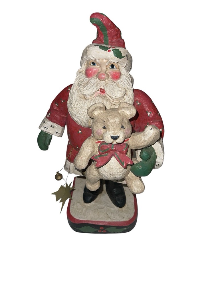 Vintage Large House of Hatten Santa with Teddy Bear, 1993, Christmas 16” Tall