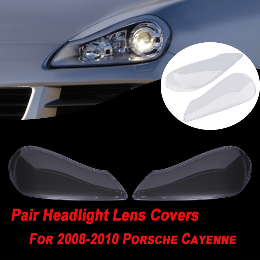 For 2008-2010 Porsche Cayenne Headlight Lens Cover Replacement Clear Shell LH+RH