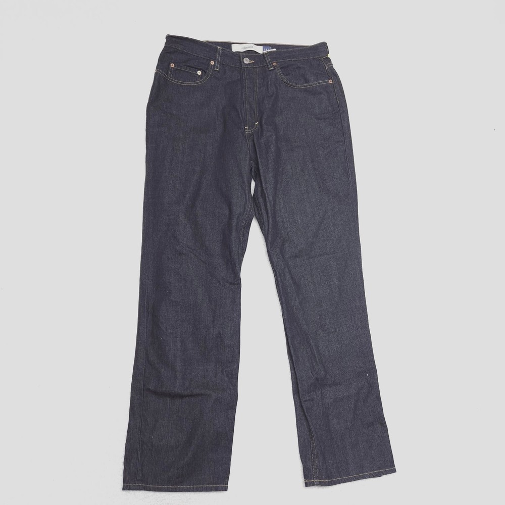 Gap Men's Size 35x32 Blue Relaxed Fit Straight Dark Wash 100% Cotton Denim Jeans