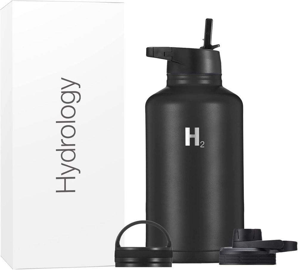 Sport Water Bottle 3 LIDS (Straw Lid & Spout Lid) | Double Wall Vacuum Insulated