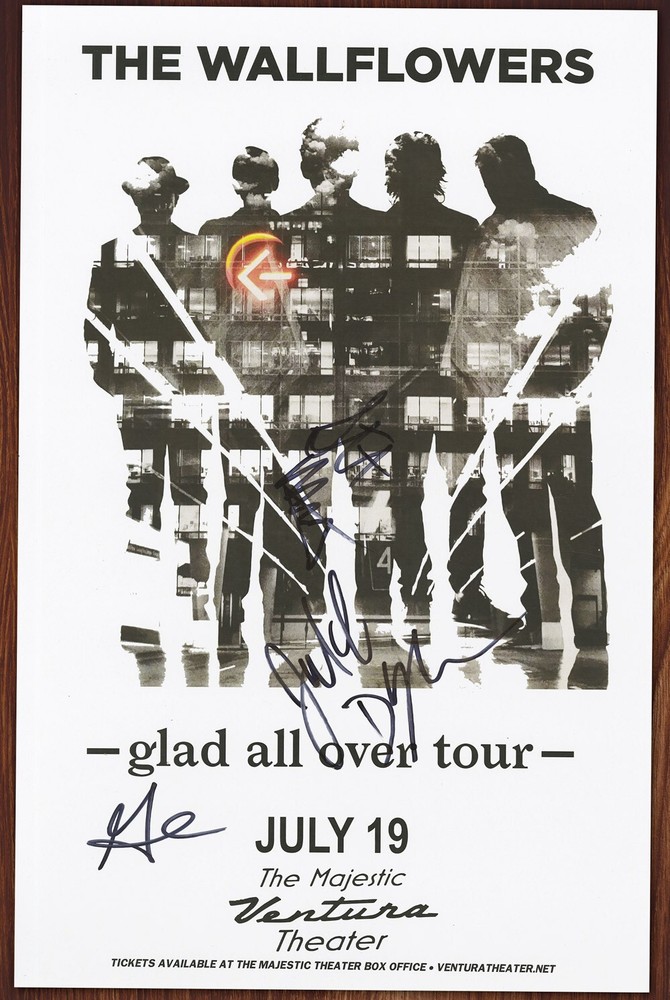 The Wallflowers autographed concert poster Jakob Dylan, Stuart Mathis, Greg
