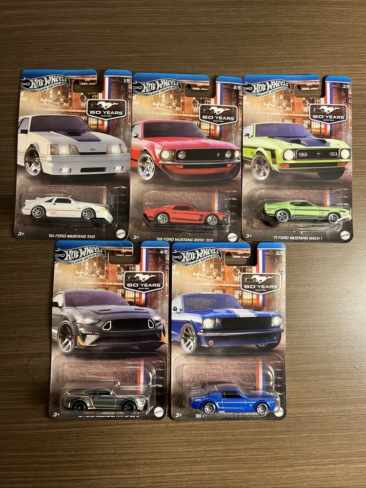 Hot Wheels Silver Series Ford Mustang 60 Years Anniversary Set of 5 Diecast 2024