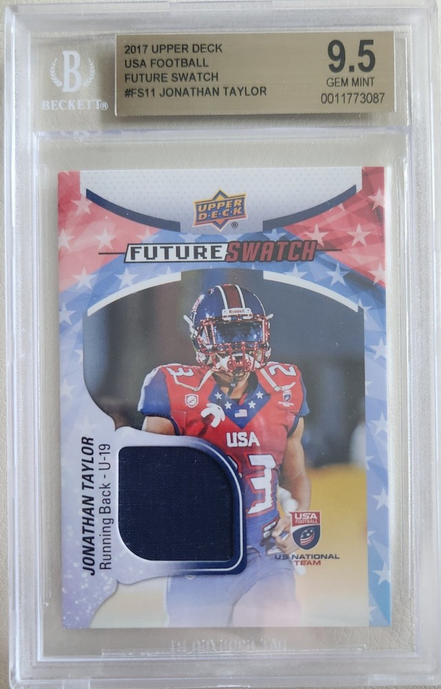2017 UPPER DECK JONATHAN TAYLOR USA  FOOTBALL FUTURE SWATCH  BGS 9.5 GEM POP 6