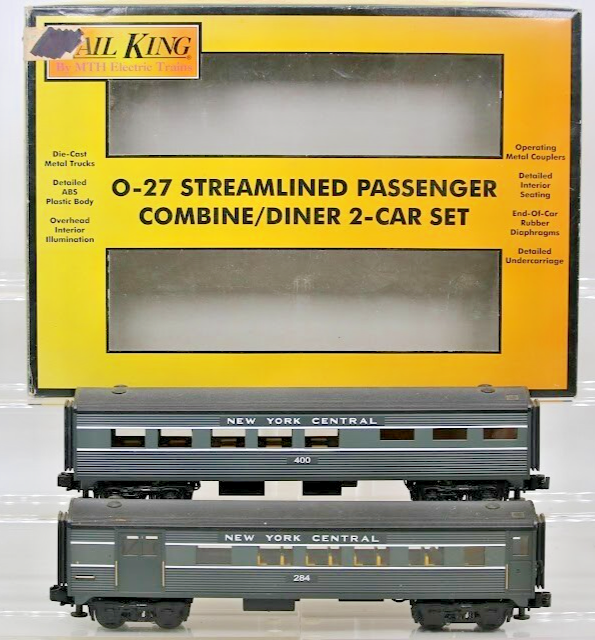 Rail King by MTH New York Central NYC Lighting Stripe Combine/Diner Set