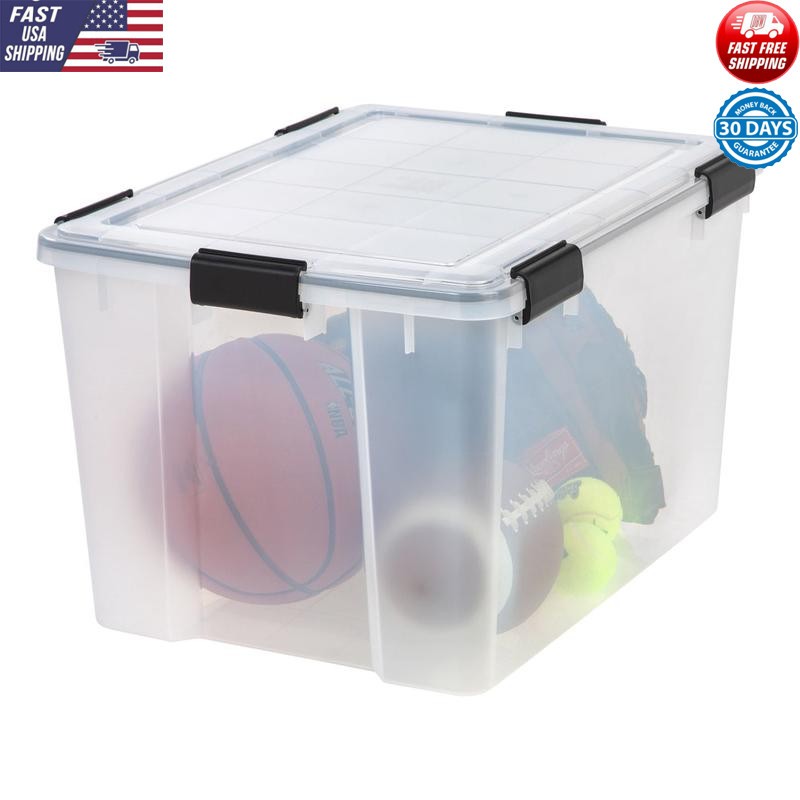 74 Quart Heavy Duty Storage Bin Weather Seal Stackable Container Totes Home New