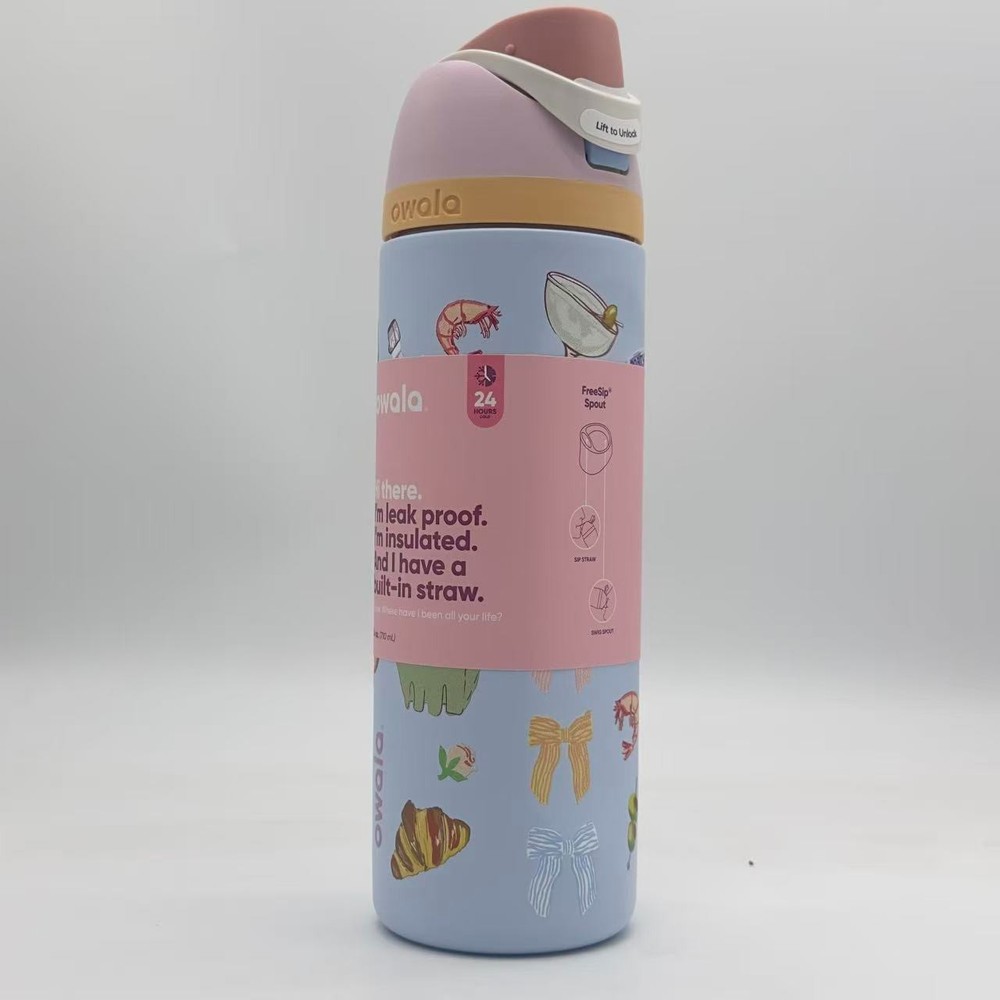 Owala x Urban Outfitters 24oz FreeSip Picnic Prep Macaroon Blue Water Bottle