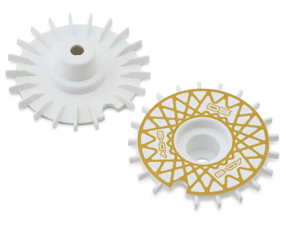 DS Racing Flat Aero Drift Wheel Covers (White/Gold Mesh) (2) [DSC-AD-BW-GDME]