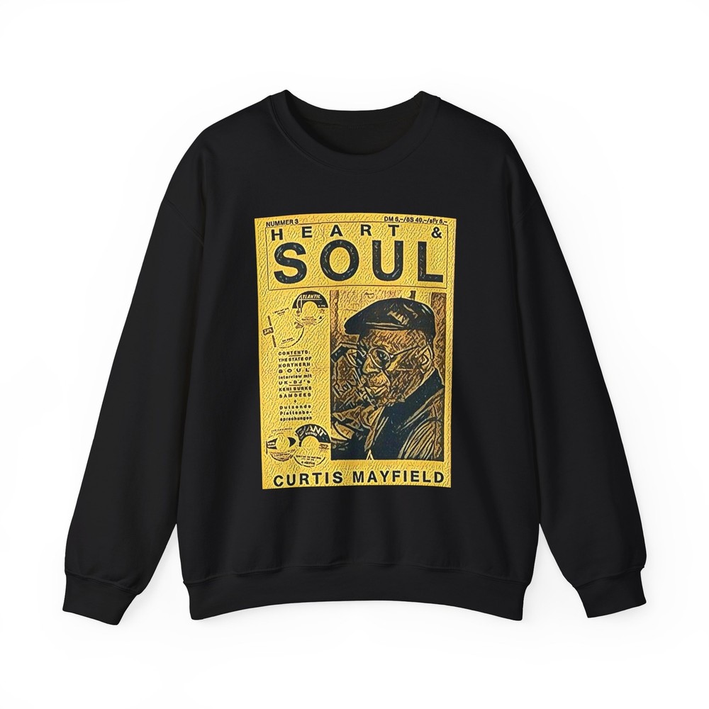 Curtis Mayfield Graphic Print Art LS Unisex Heavy Blend™ Crewneck Sweatshirt NEW