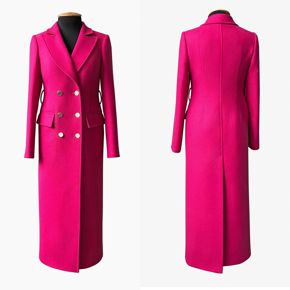 Wool Blend Women Dressy Overcoats Peak Lapel Business Winter Warm Casual Coat