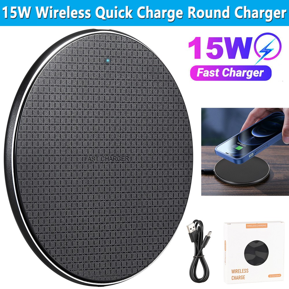 15W Fast Wireless Charger Pad for Samsung iPhone XS Max XR 12 13 14 Pro