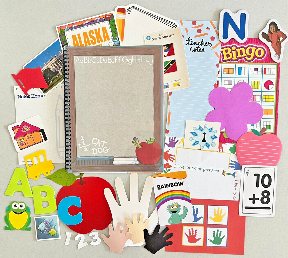 Back To School Blank Junk Journal Ephemera Kit Paper Embellishments Scrapbooking-image