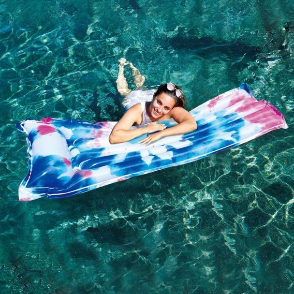 Tie Dye Inflatable Pool Float Air Mattress for Swimming Fun