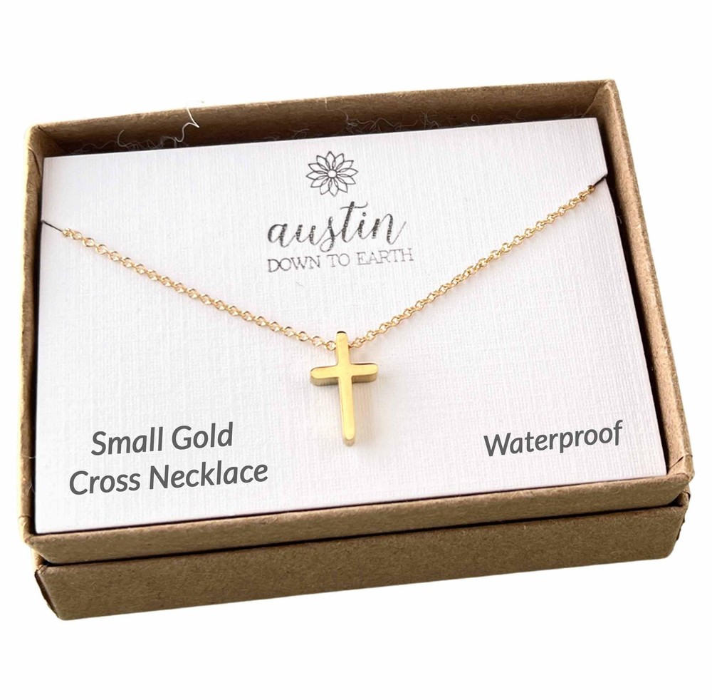 14k Gold Filled Dainty Cross Necklace for Women - Religious Jewelry