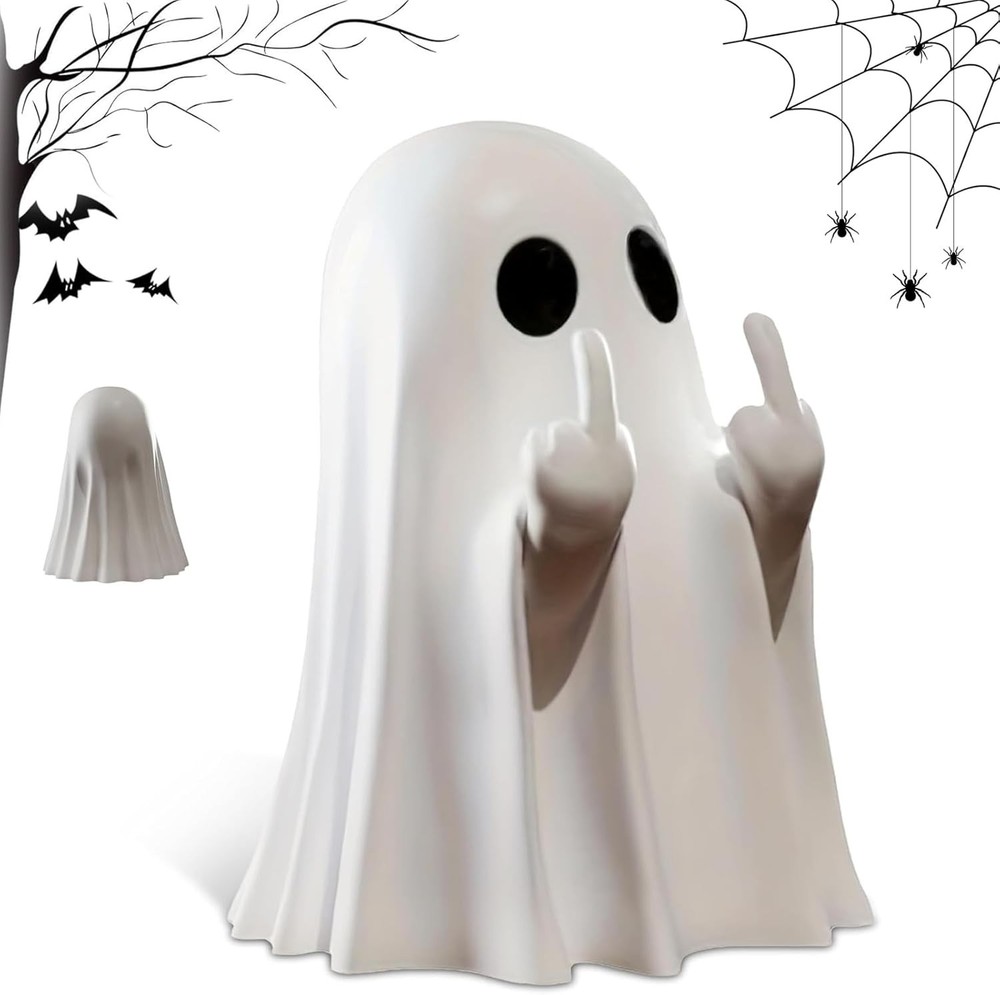 Halloween Ghost Spooky Figurine Horror Resin Middle Finger Ghost Statue Ornament