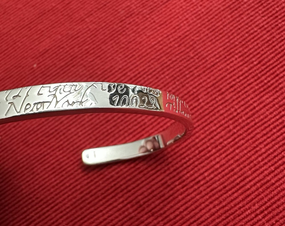 Tiffany & Co Sterling Silver 925 Script Notes Bangle Bracelet New York 727 Fifth Ave