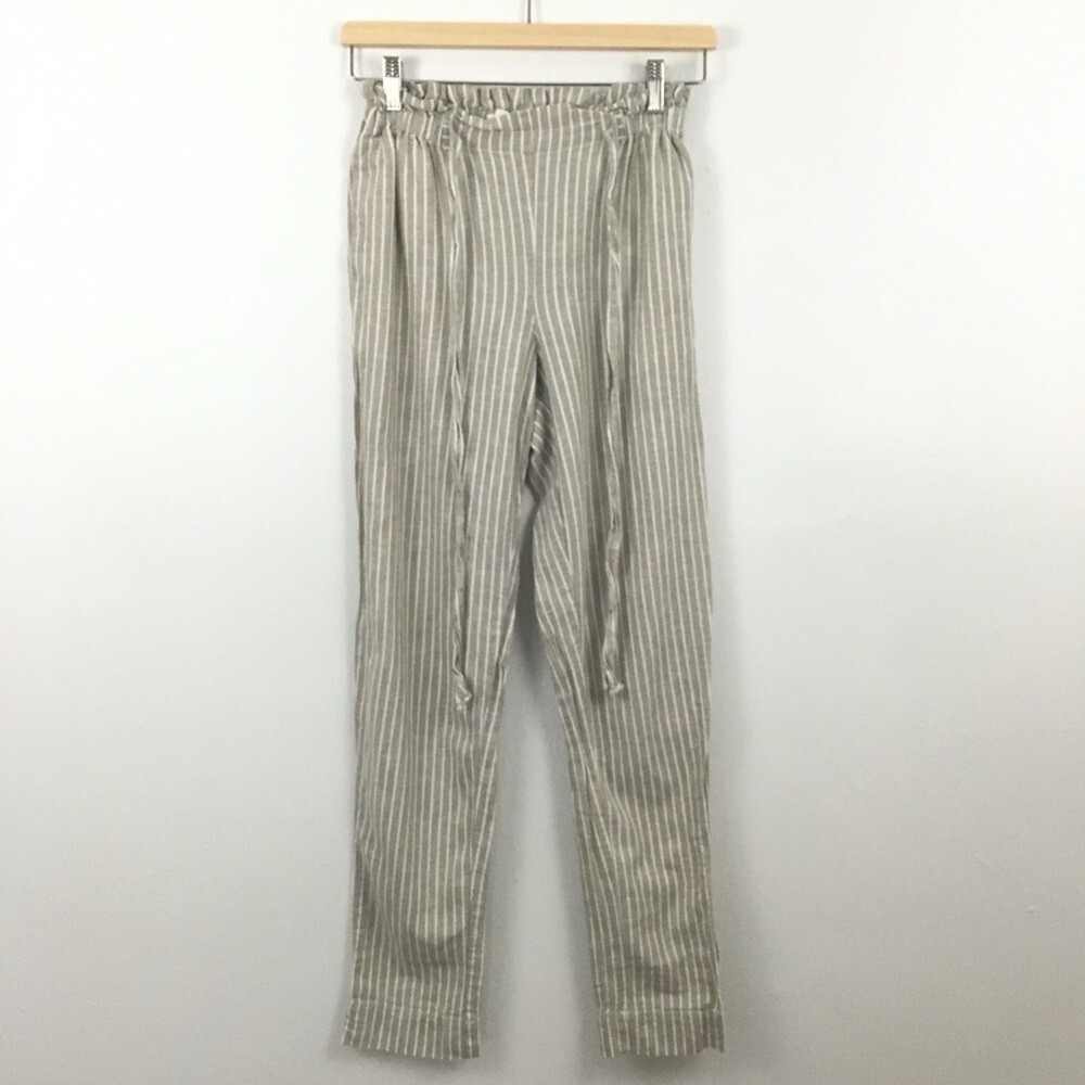 BeachLunchLounge Women’s 100% Linen Striped Pants Size XS