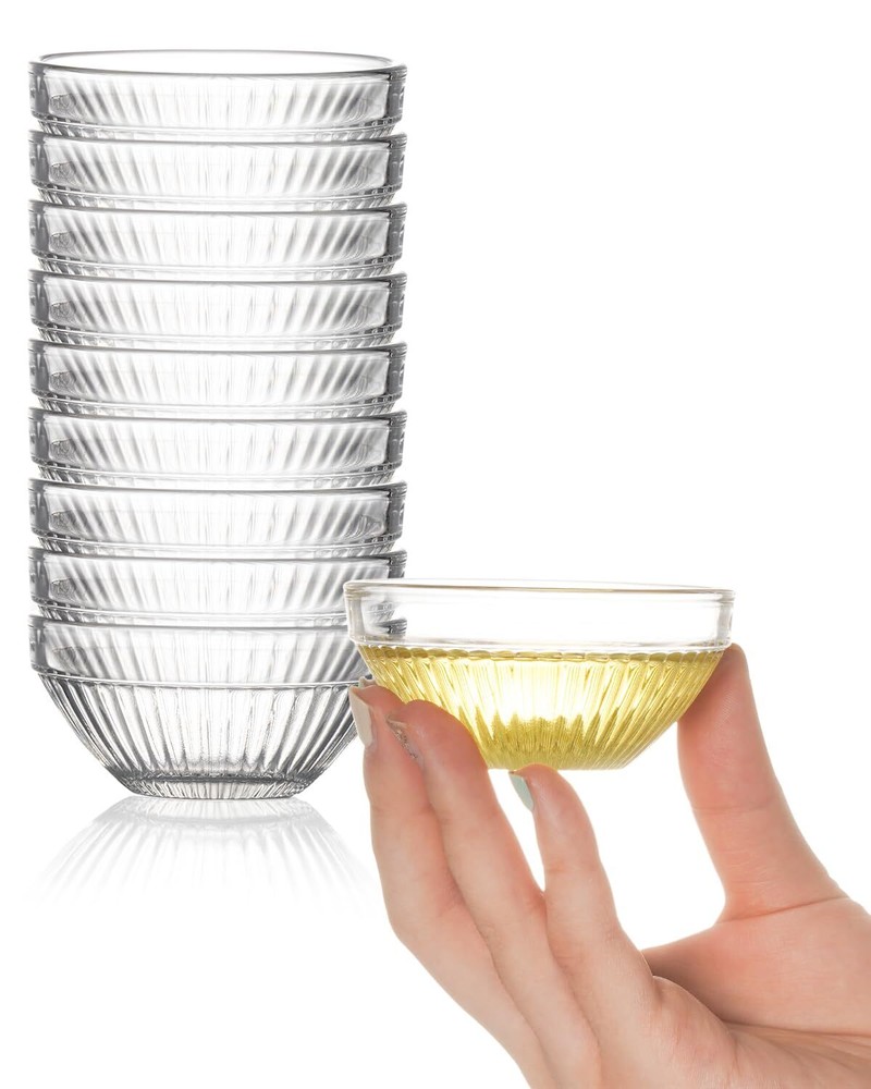 Beroca 3in Glass Pinch Bowls Set of 2.5oz Mini Prep Dishes for Ingredients