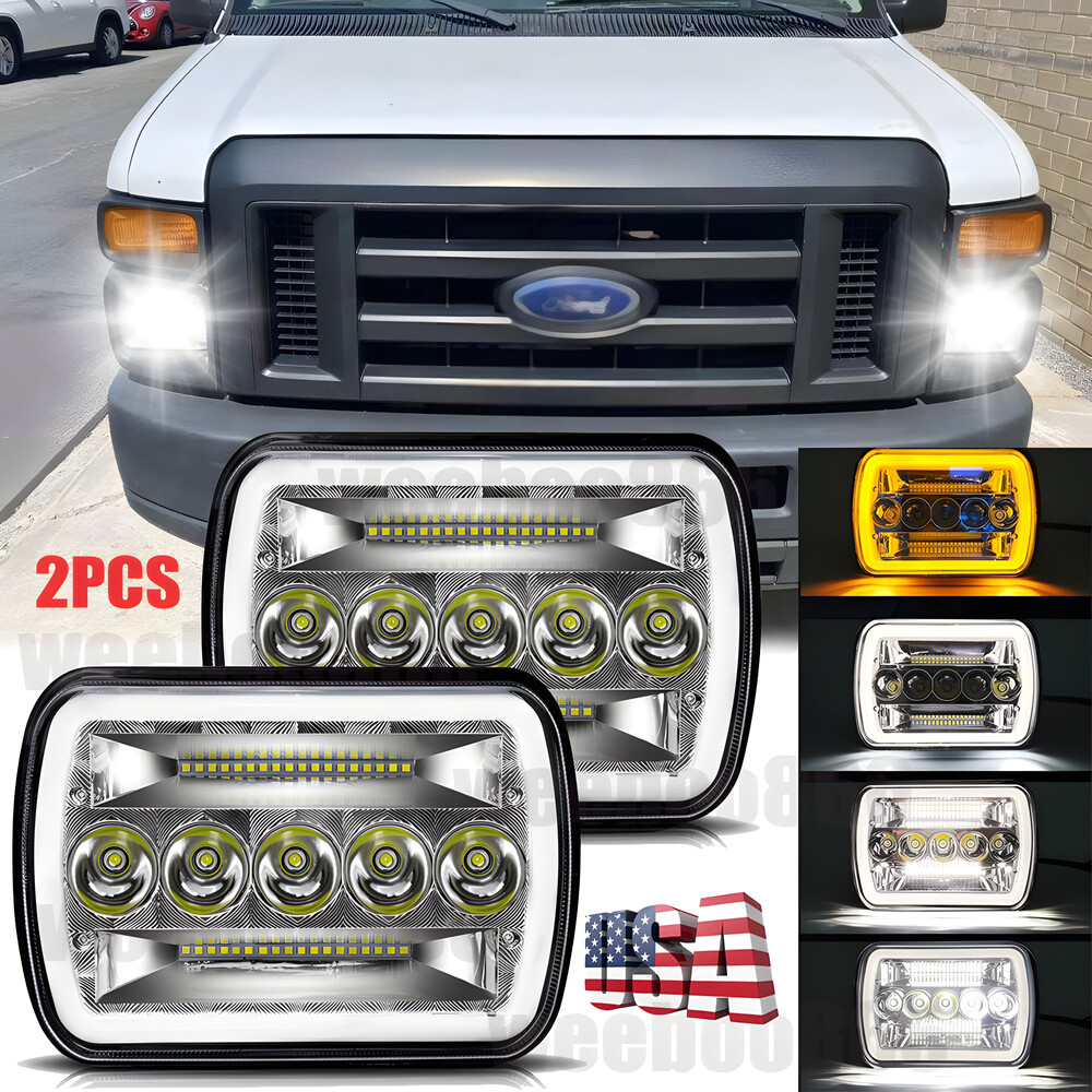 2Pcs LED High Low Beam Headlights For Ford E-150 E-250 E-350 Econoline 5x7 7x6