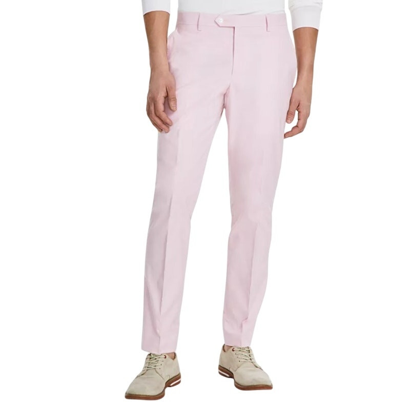 Tommy Hilfiger Men's Pink Linen Modern-Fit Casual Dress Pants Size 38W 32L