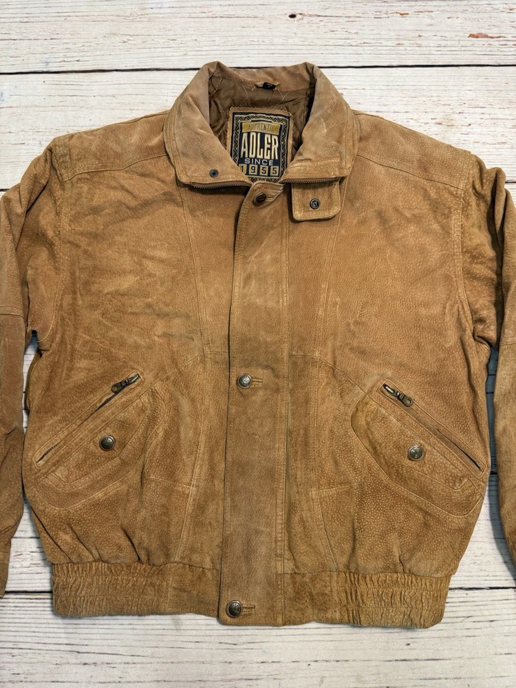 Vintage Authentic Adler Brown Leather Bomber Jacket Men’s  Size Large