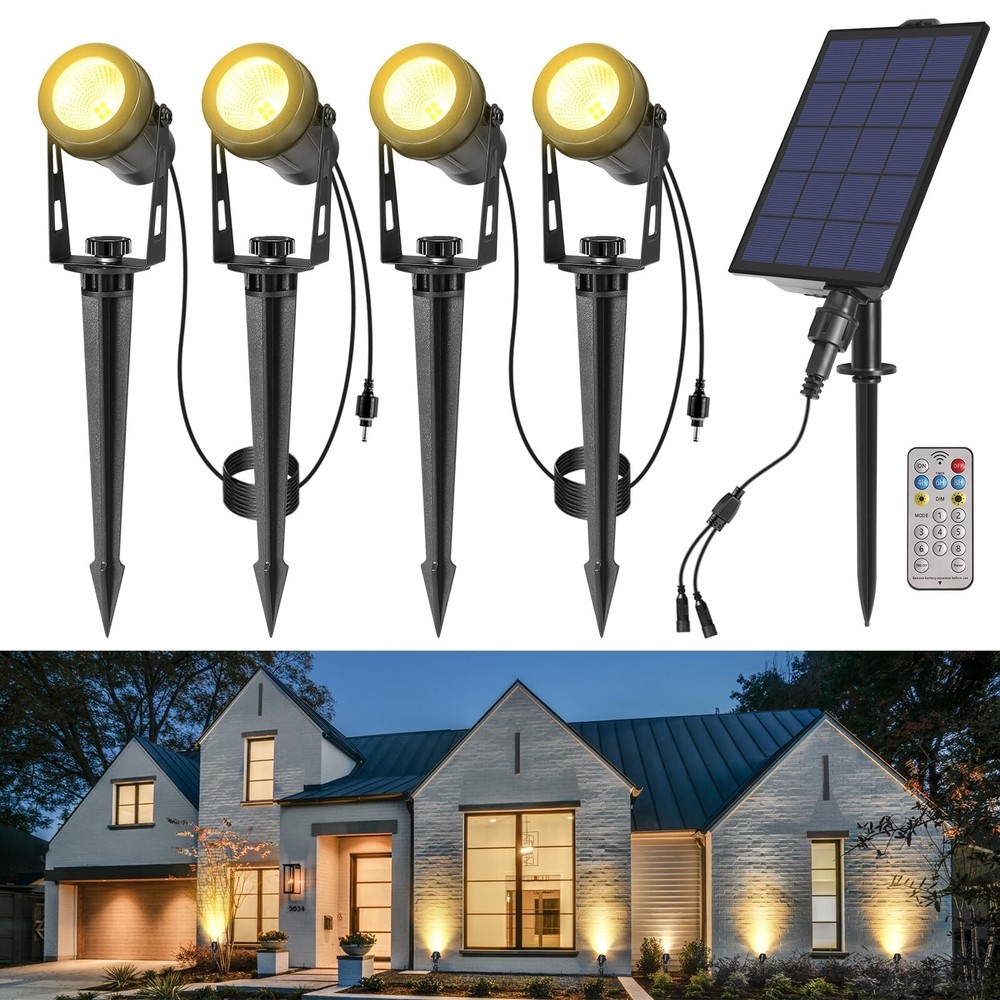 Solar Spot Lights Outdoor, 4-in-1 Solar Landscape Lights with Remote Control,...