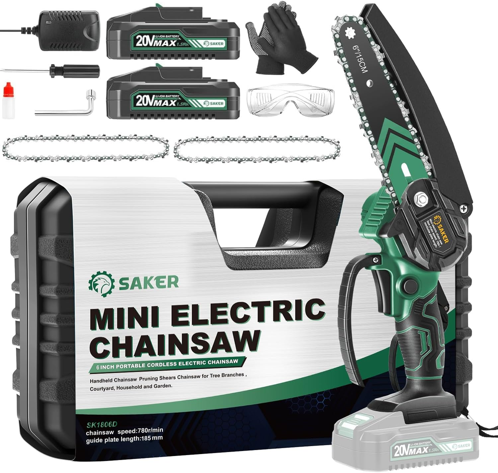 6-Inch Cordless Mini Chainsaw - Portable Handheld Electric Chainsaw