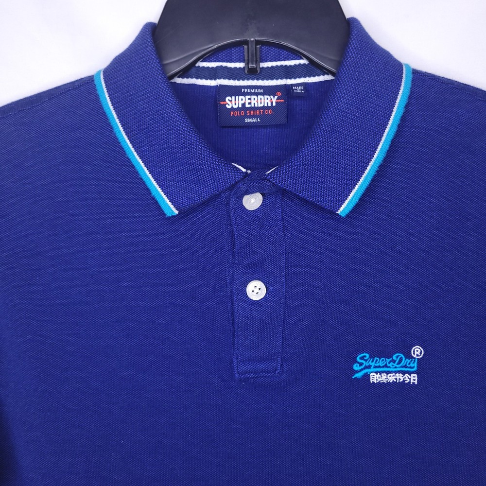 Superdry Polo Shirt Mens Small Blue British Design
