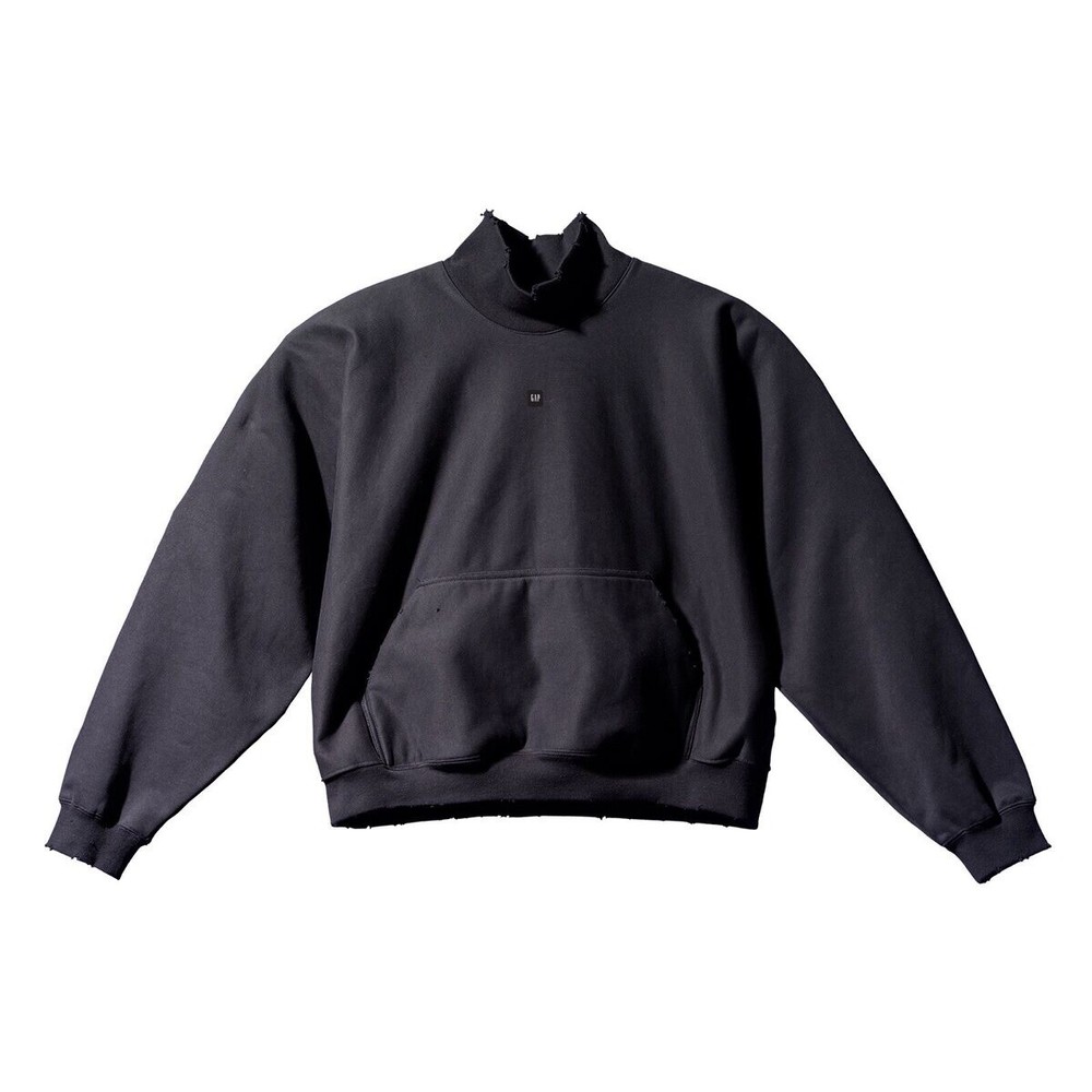 Yeezy Gap Balenciaga Distressed Mock Neck Sweater in Black