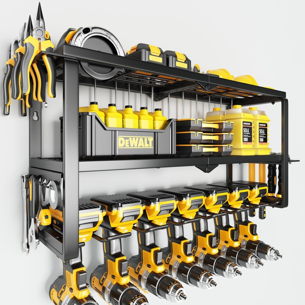 150Lb Heavy Duty Power Tool Organizer with 7 Drill Holders for Garage Storage