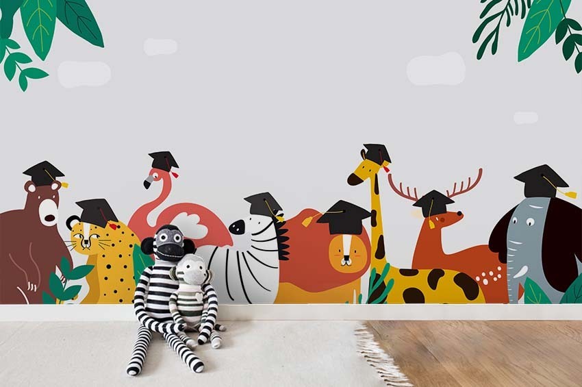 3D Animals Plants Cartoon Illustration Wall Murals Wallpaper Murals Wall Sticker