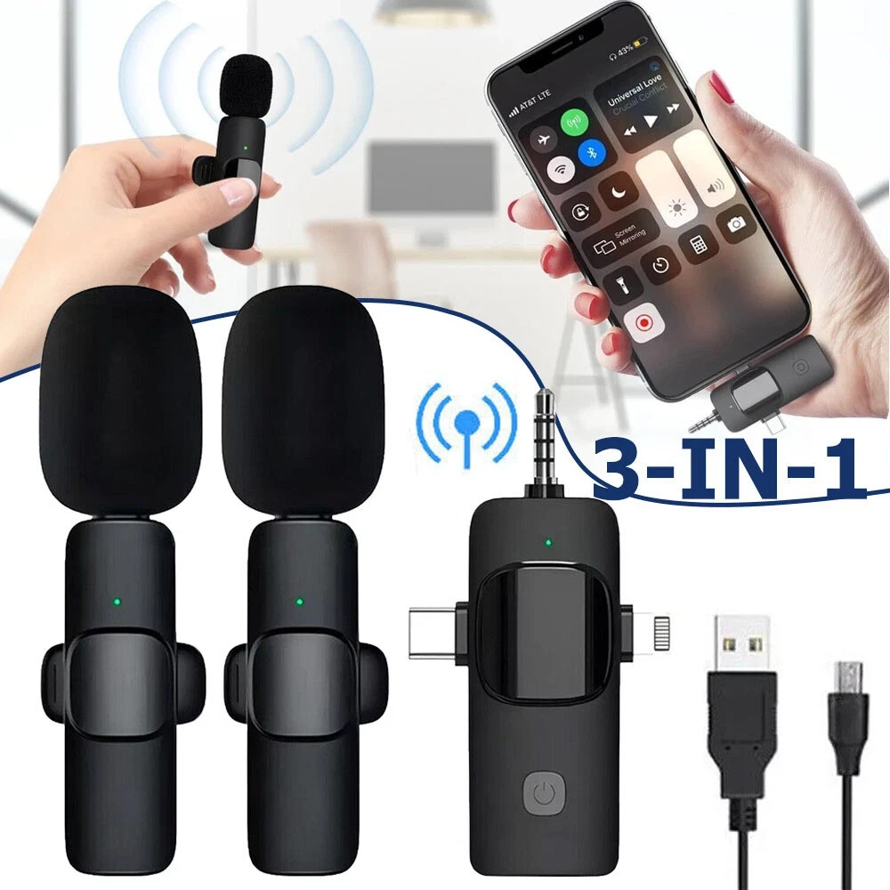 3-in-1 Wireless Mini Mic for iPhone Android with Audio Video Recording